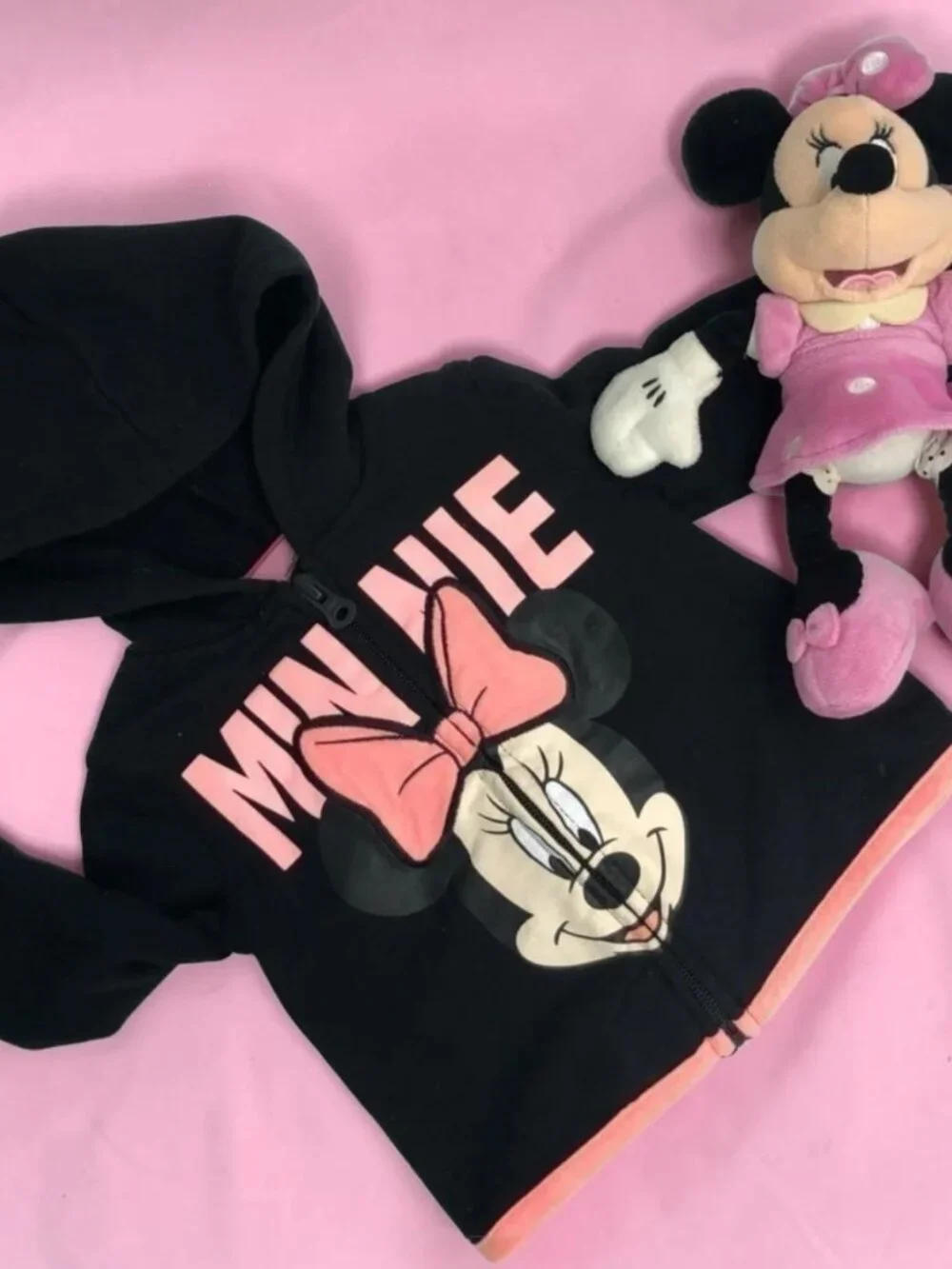 DISNEY | Minnie Mouse Zip Up Hoodie & Plush Toy 3-6m